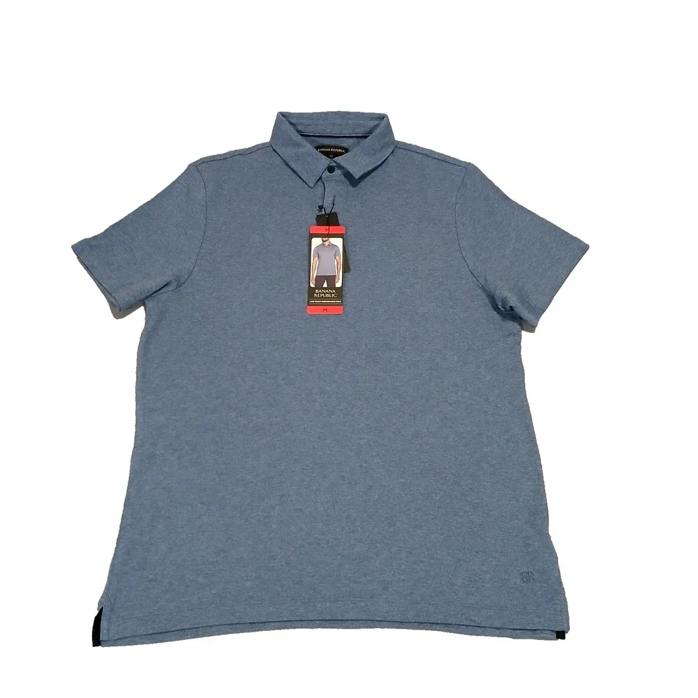Banana Republic Men's Luxe Touch Performance Polo Shirt Short Sleeve Blue Size M